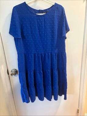 SHEIN Royal Blue Short Sleeve Tiered Dress